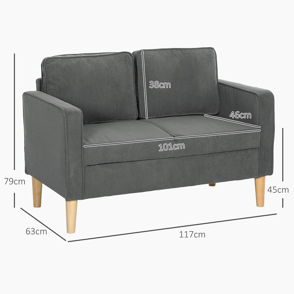 HOMCOM Compact 2 Seater Sofa with Under Seat Storage for Small Spaces HOMCOM