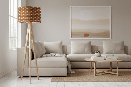 Shadow Bright Lampshade on a stylish floor lamp in a modern living room setting