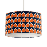Shadow Bright lampshade featuring a vibrant orange and navy patterned design for stylish lighting