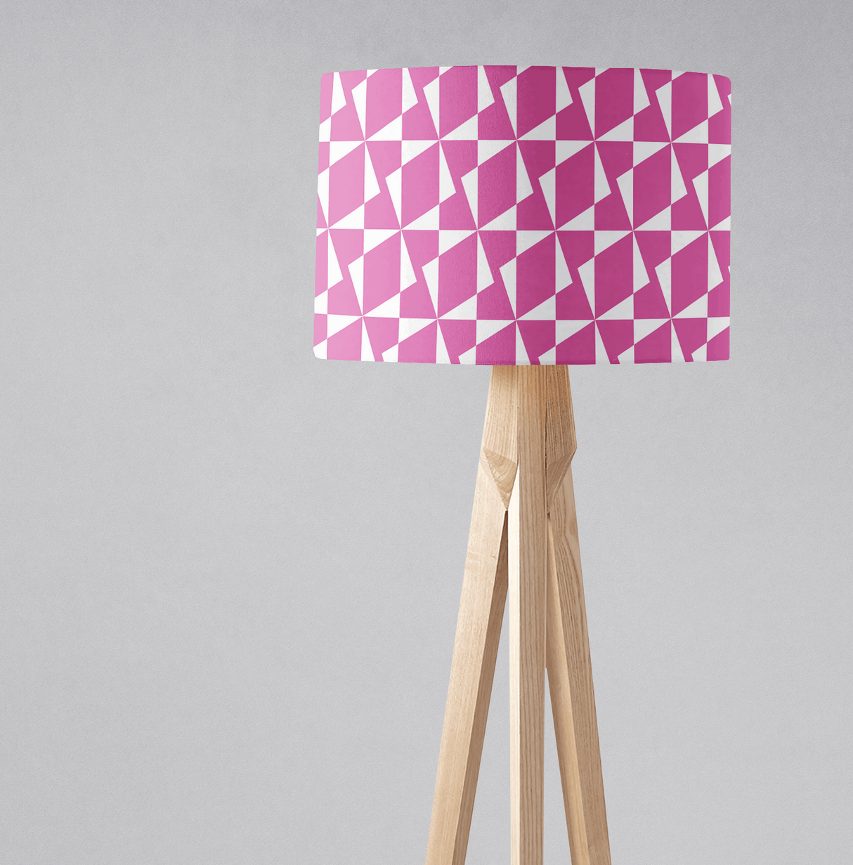 Pink geometric patterned lampshade from Shadow Bright for stylish home decor
