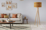 Stylish Shadow Bright lampshade in orange geometric pattern, perfect for modern living room decor