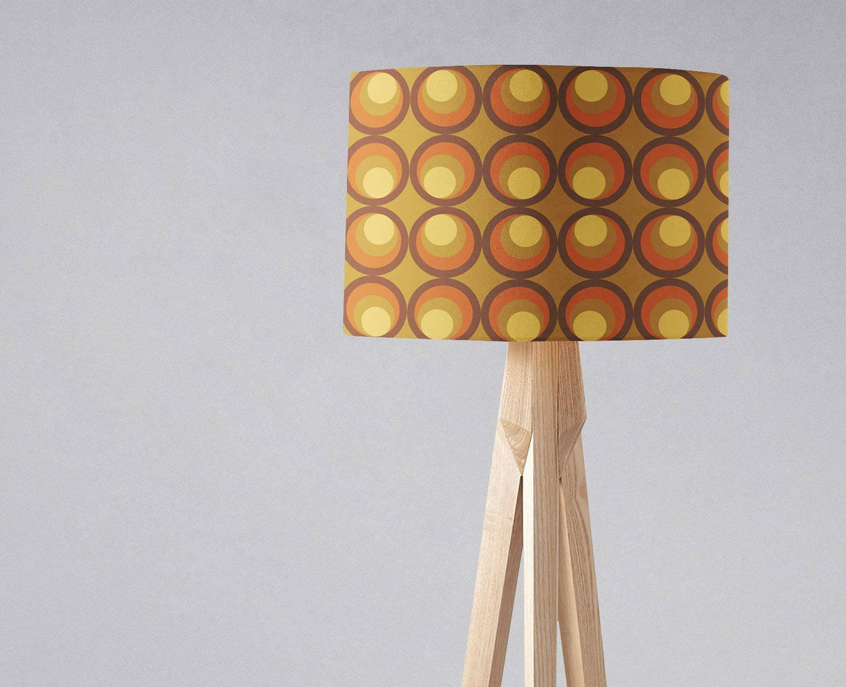 Shadow Bright decorative lampshade featuring retro circle pattern in warm hues