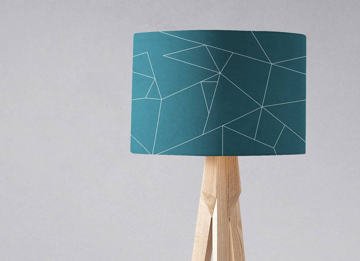 Teal geometric lampshade by Shadow Bright designed for modern home decor