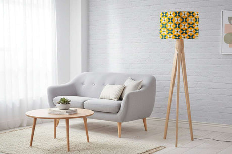 Shadow Bright Lampshade in vibrant pattern adding style to a modern lamp in a cosy living room