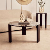 Palermo Round Black Marble Top Large Coffee Table Orsina