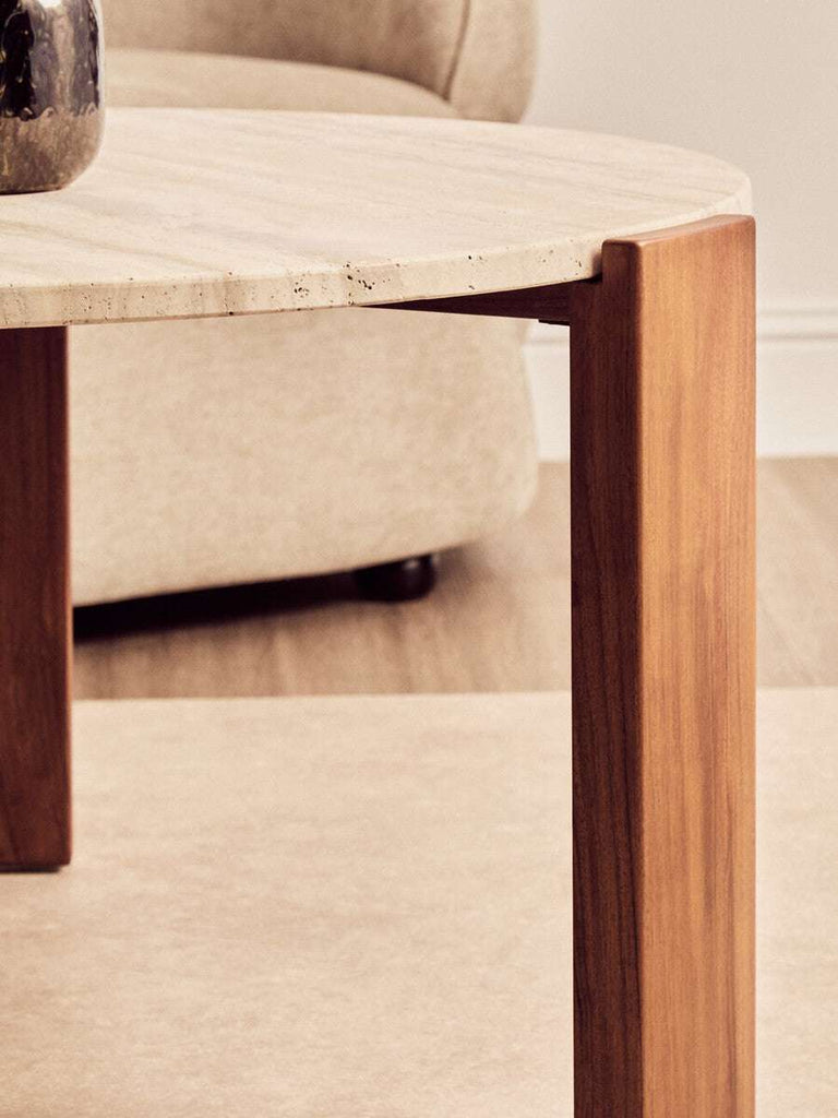 Palermo Round Travertine Top Large Coffee Table Orsina