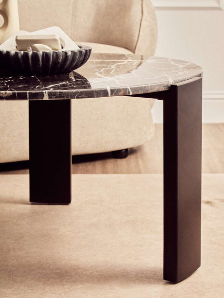 Palermo Round Black Marble Top Large Coffee Table Orsina