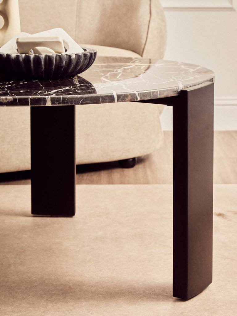 Palermo Round Black Marble Top Large Coffee Table Orsina