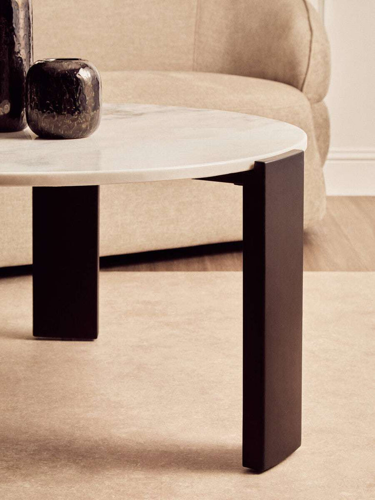 Palermo Round White Marble Top Large Coffee Table Orsina