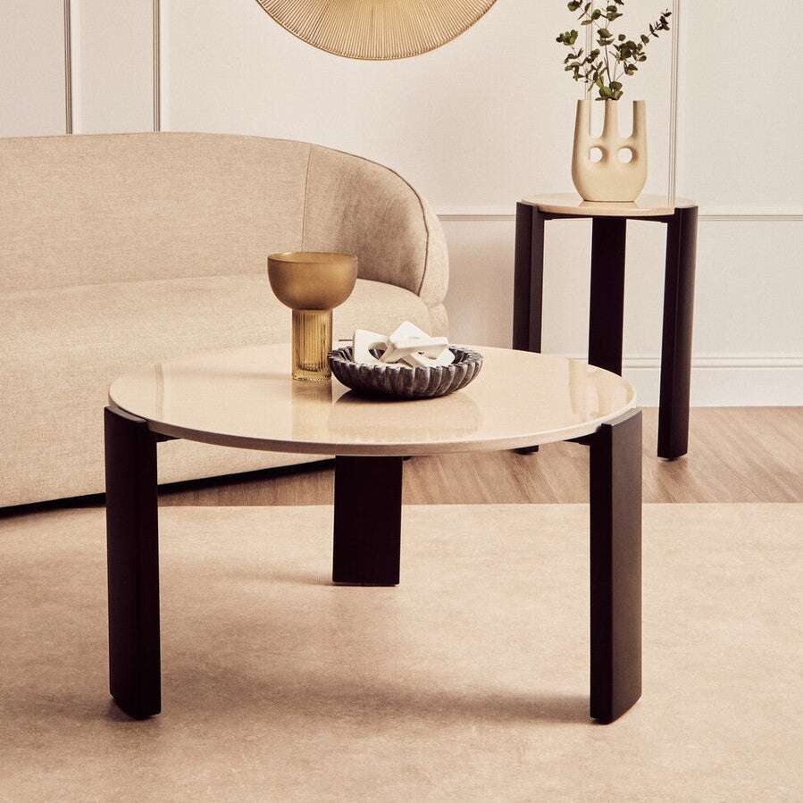 Palermo Round Cream Marble Top Large Coffee Table Orsina