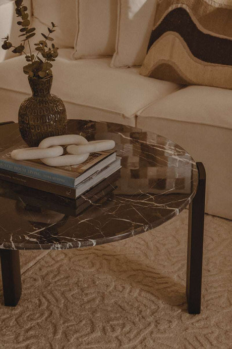 Palermo Round Black Marble Top Large Coffee Table Orsina