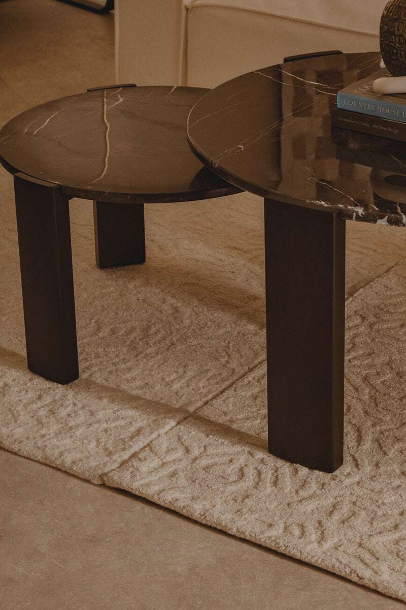Palermo Round Black Marble Top Large Coffee Table Orsina