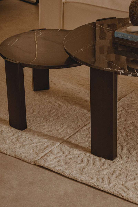 Palermo Round Black Marble Top Large Coffee Table Orsina