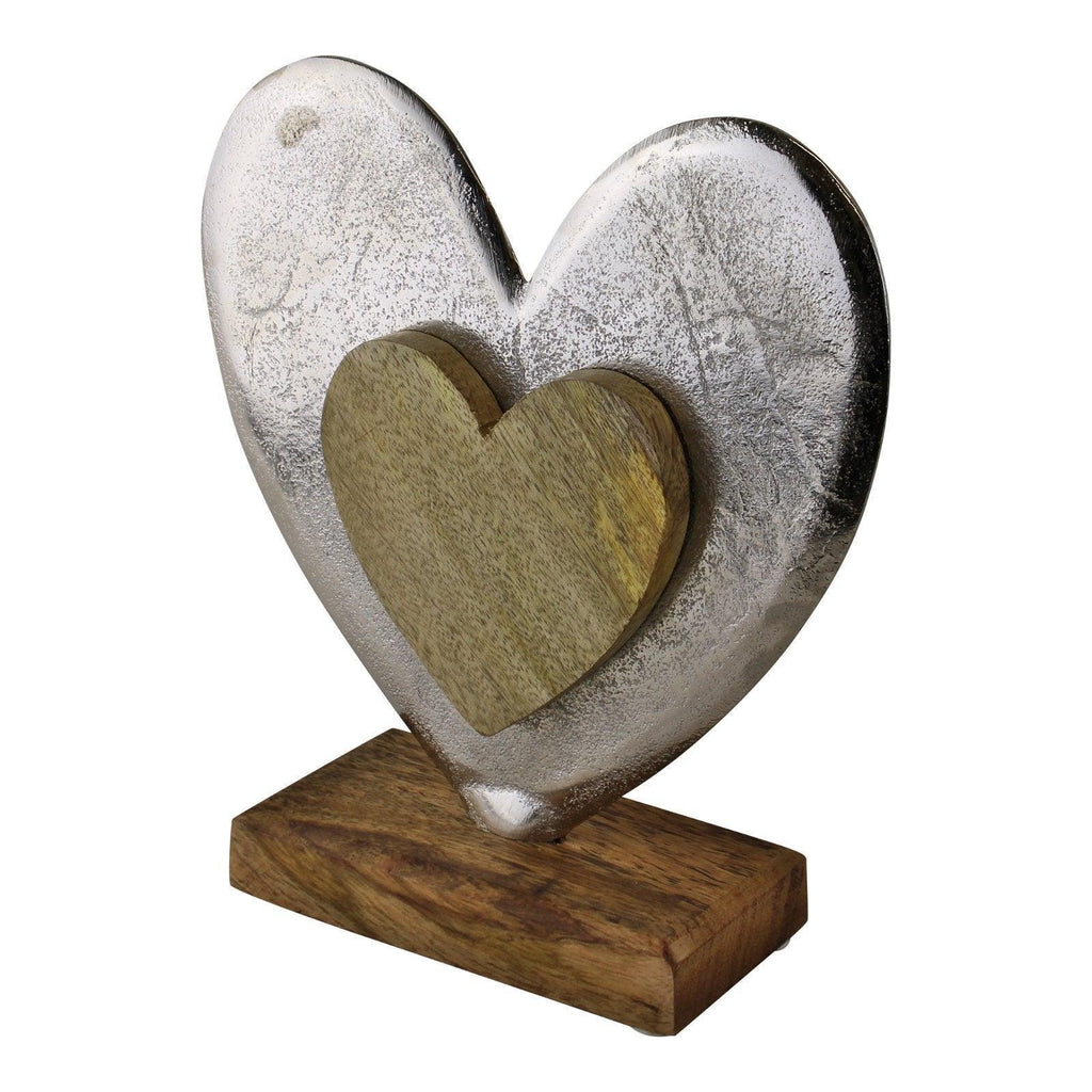 Large Metal and Wood Standing Heart Decoration Geko Products