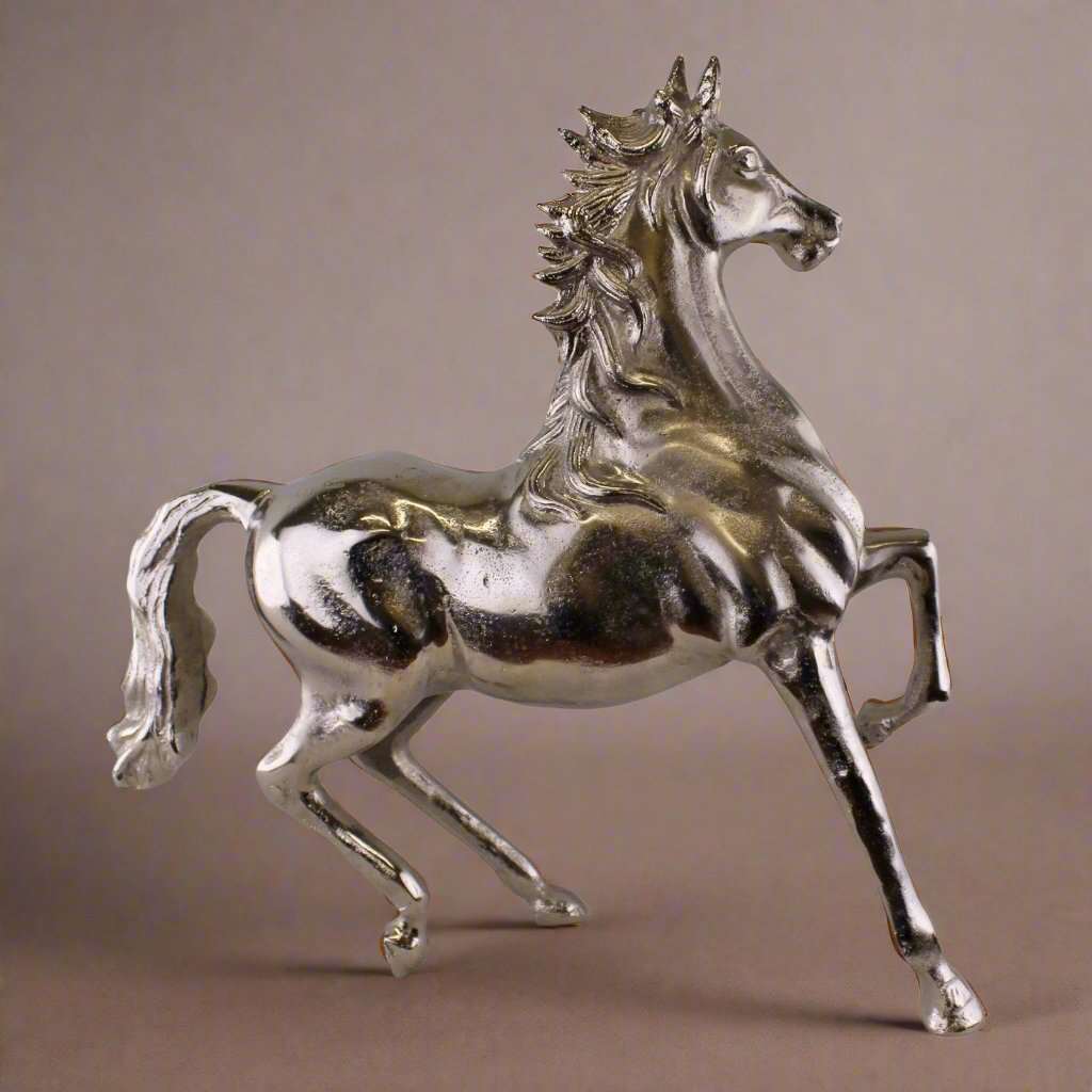 Large Silver Metal Horse Ornament, 39cm Tall Geko Products