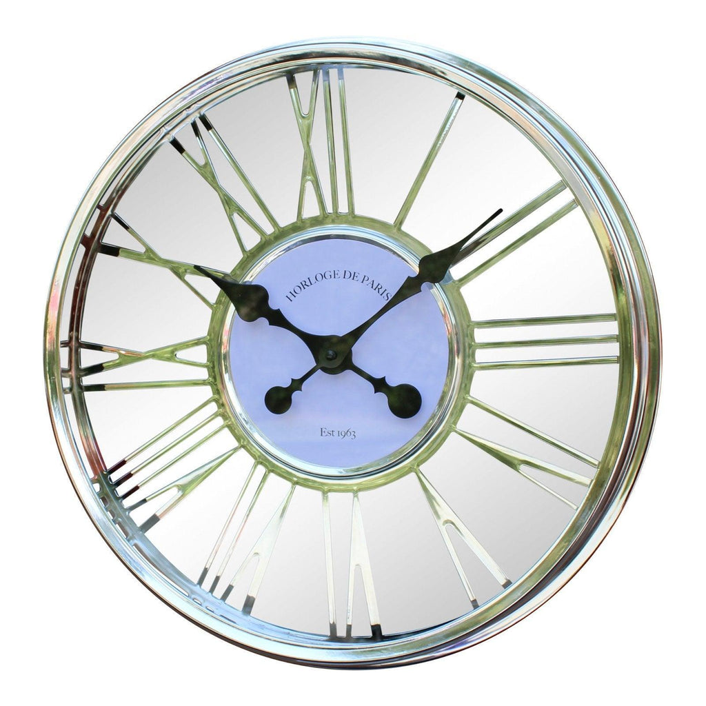 Large Silver Wall Clock 45cm Geko Products