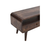 Verty Furniture Large TV Stand with a sleek design and storage drawer in a dark wood finish