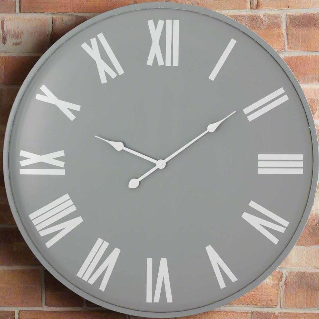 Shades 4 Seasons Large Wall Clock with Roman Numerals GREY METAL Shades 4 Seasons