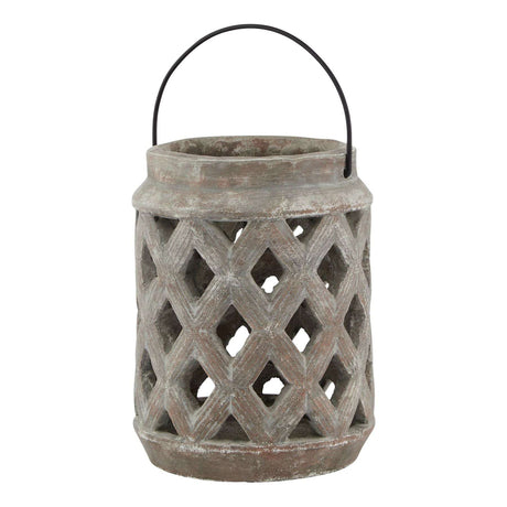 Shades 4 Seasons Siena Brown Large Lattice Lantern BROWN CERAMIC Shades 4 Seasons
