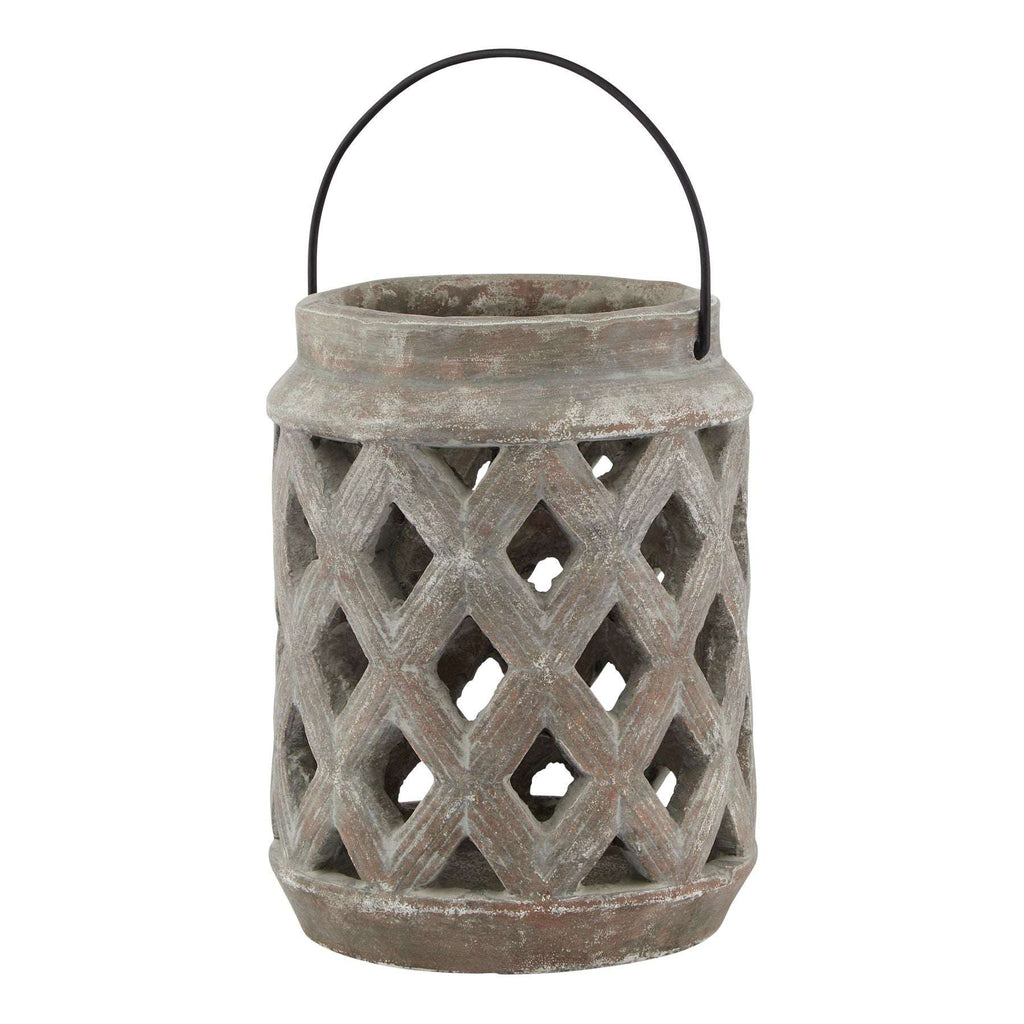 Shades 4 Seasons Siena Brown Large Lattice Lantern BROWN CERAMIC Shades 4 Seasons