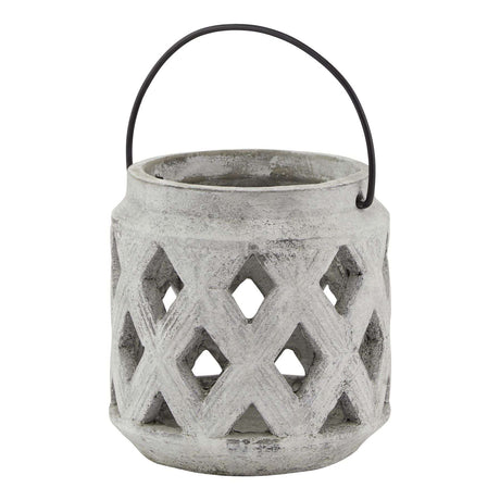 Shades 4 Seasons Athena Stone Lattice Lantern WHITE CERAMIC Shades 4 Seasons