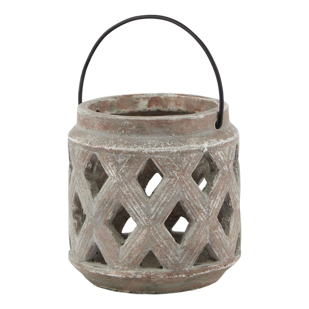 Shades 4 Seasons Siena Brown Lattice Lantern BROWN CERAMIC Shades 4 Seasons