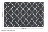 Orsina Lattice Rug in navy blue with cream geometric pattern and dimensions of 240x150 cm