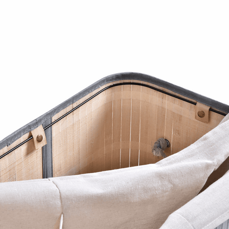 100L Flip Lid Bamboo Laundry Basket Grey HOMCOM