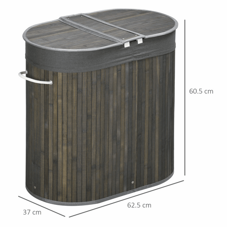 100L Bamboo Laundry Basket with two Compartments Unbranded