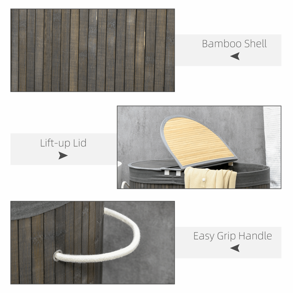 100L Bamboo Laundry Basket with two Compartments Unbranded