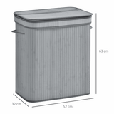 100L Flip Lid Bamboo Laundry Basket Grey HOMCOM