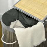 100L Bamboo Laundry Basket with two Compartments Unbranded