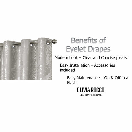 OLIVIA ROCCO Leaf Natural Sparkle Blackout Curtains