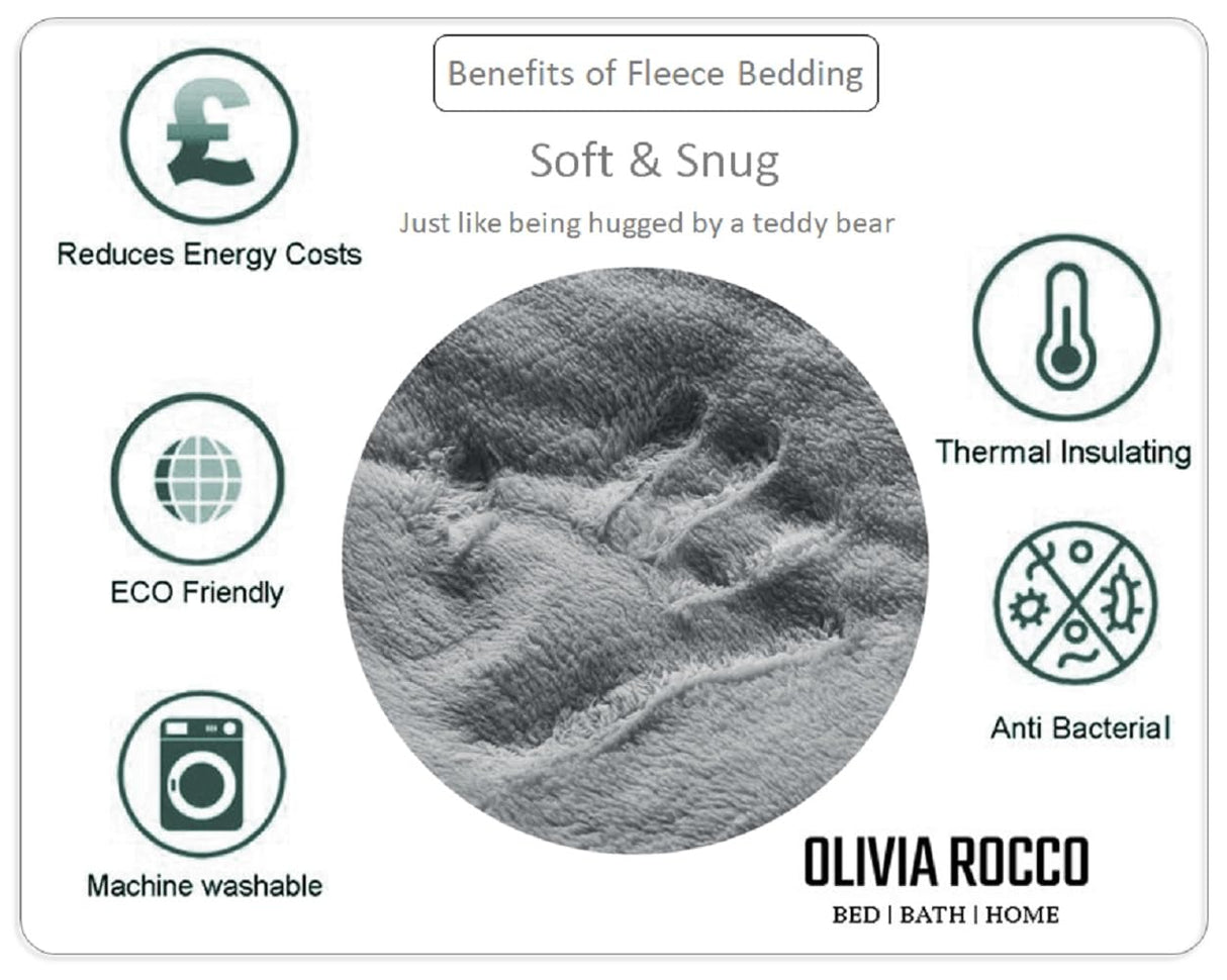 OLIVIA ROCCO Fleece Duvet Set showcasing benefits like thermal insulation and eco-friendliness