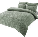OLIVIA ROCCO Fleece Duvet Set in Sage Green with Leaf Pattern for Cozy Bed Comfort