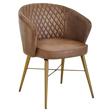 Orsina Leather Chair with a quilted design and gold legs, perfect for stylish seating
