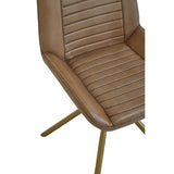 Orsina Leather Chair with Stitched Design and Gold Metal Legs for Stylish Interiors