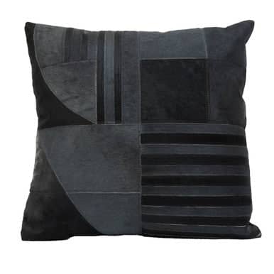 Bosie Safira Black And Grey Hair on Leather Cushion Orsina