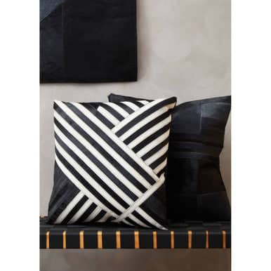 Bosie Safira Black And Grey Hair on Leather Cushion Orsina