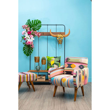 Bosie Safira Botanical Hair on Leather Cushion Orsina