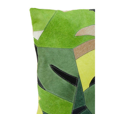 Bosie Safira Botanical Hair on Leather Cushion Orsina