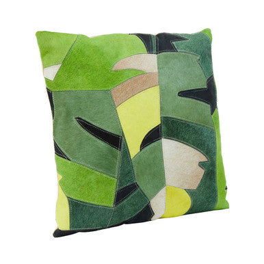 Bosie Safira Botanical Hair on Leather Cushion Orsina