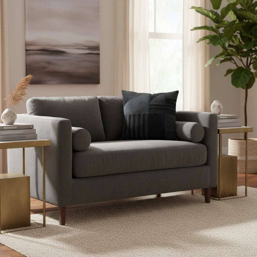 Bosie Safira Black And Grey Hair on Leather Cushion Orsina