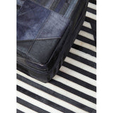 Bosie Safira Black And Grey Deco Print Leather Pouffe Orsina