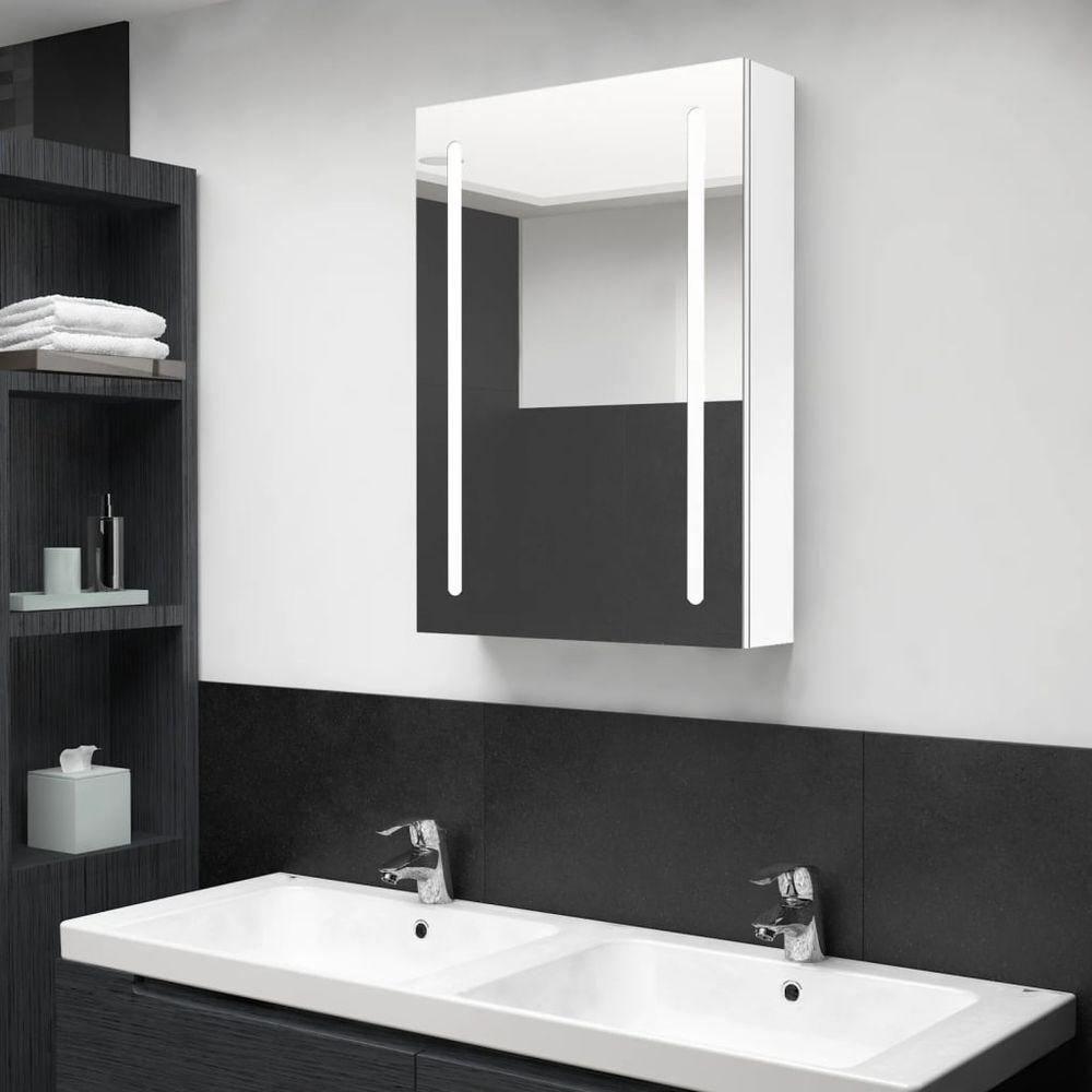 LED Bathroom Mirror Cabinet 50x13x70 cm to 89 x 14 x 62 cm shining white vidaXL