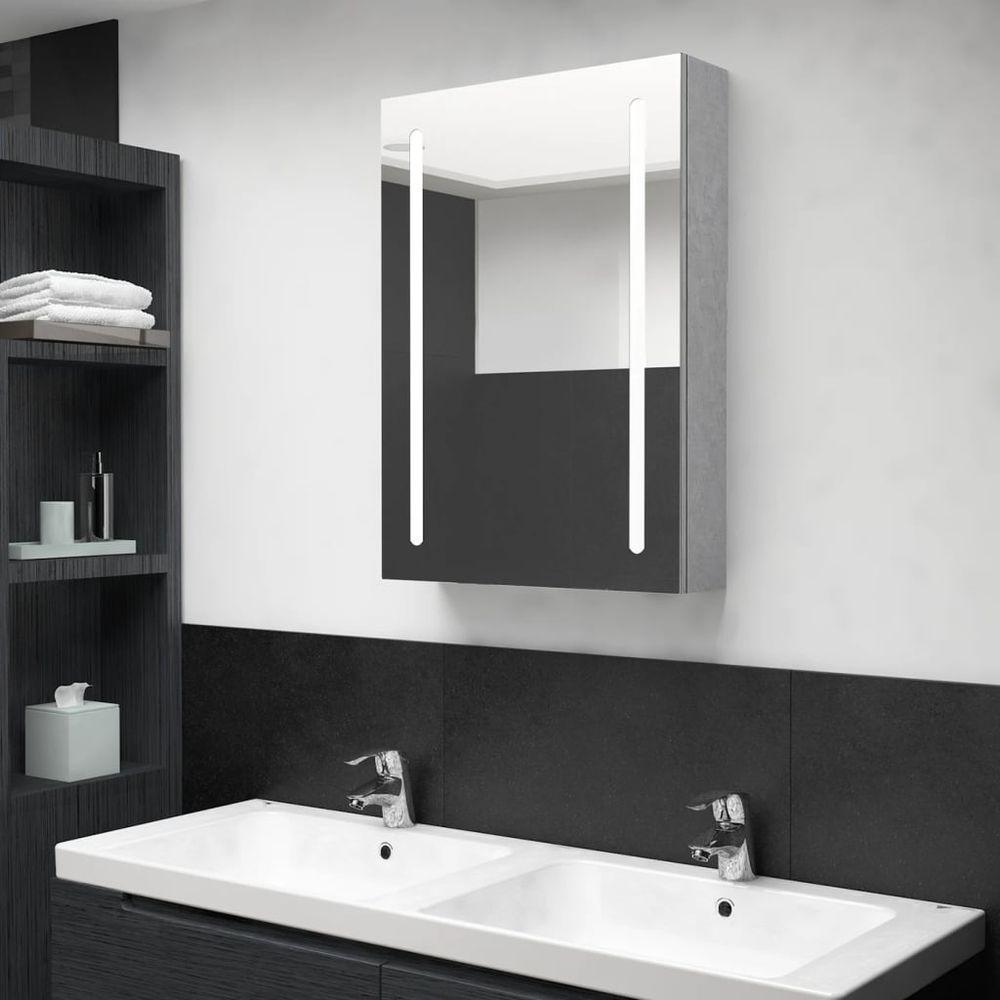 LED Bathroom Mirror Cabinet 50x13x70 cm to 89 x 14 x 62 cm concrete grey vidaXL