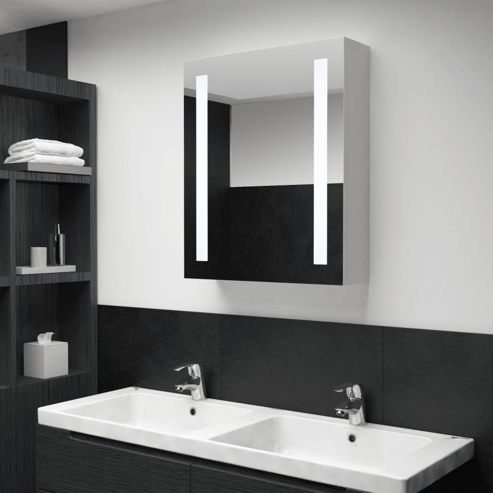 LED Bathroom Mirror Cabinet 50x13x70 cm to 89 x 14 x 62 cm white and silver vidaXL