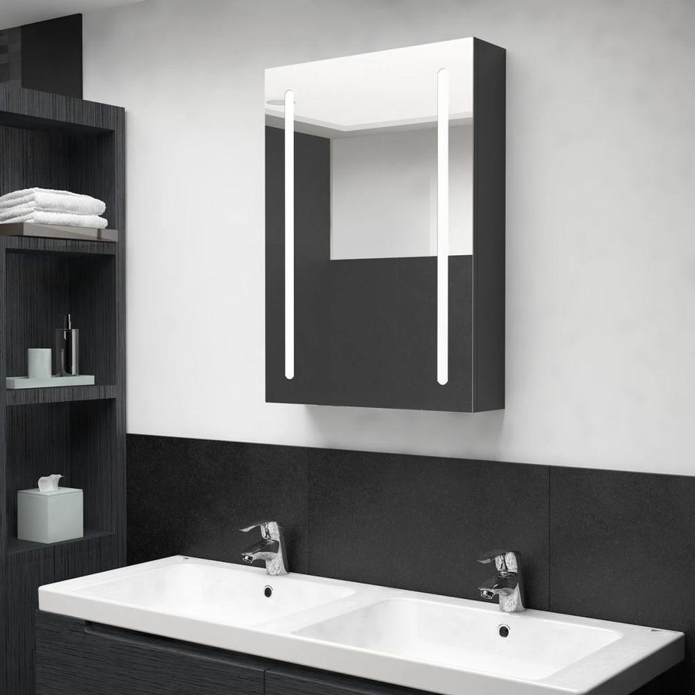 LED Bathroom Mirror Cabinet 50x13x70 cm to 89 x 14 x 62 cm shining black vidaXL