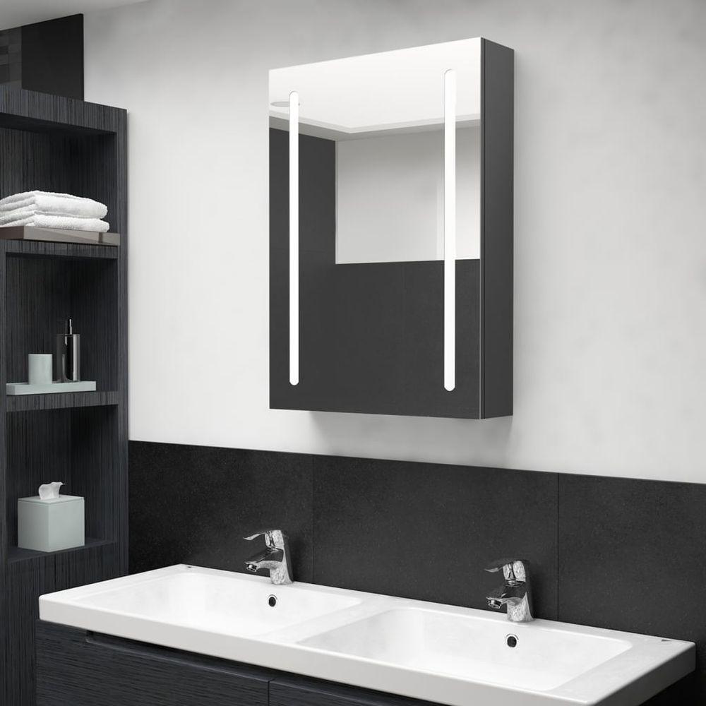 LED Bathroom Mirror Cabinet 50x13x70 cm to 89 x 14 x 62 cm grey vidaXL