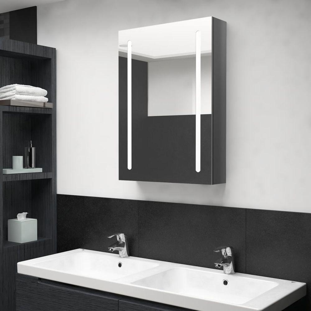 LED Bathroom Mirror Cabinet 50x13x70 cm to 89 x 14 x 62 cm shining grey vidaXL